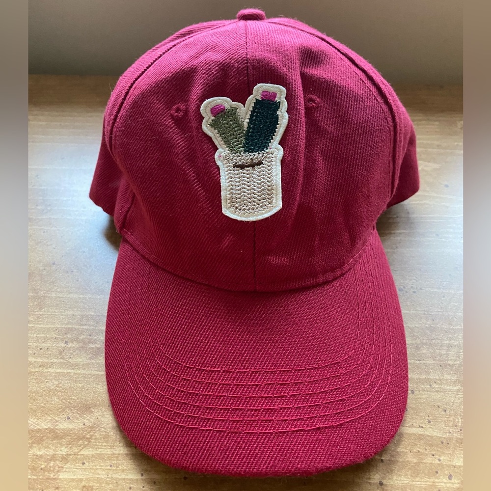 Maroon Plant Patch Hat - Handmade